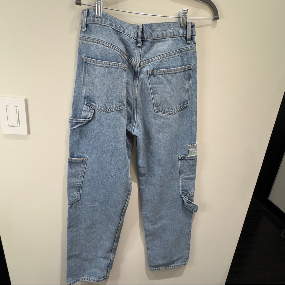 Zara Blue Cargo Wide Leg Jeans Size 4 - Picture 2 of 7